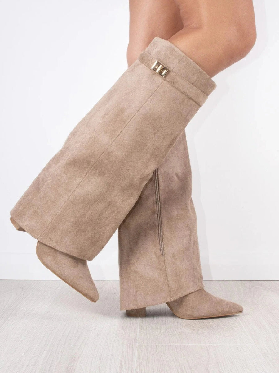 Women's Winter Zip-Up Slouchy High Heel Boots