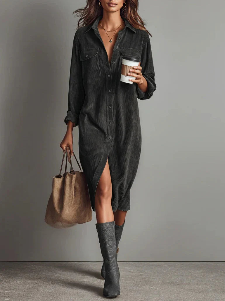Evelyn | Vestido Midi de Pana Relajado