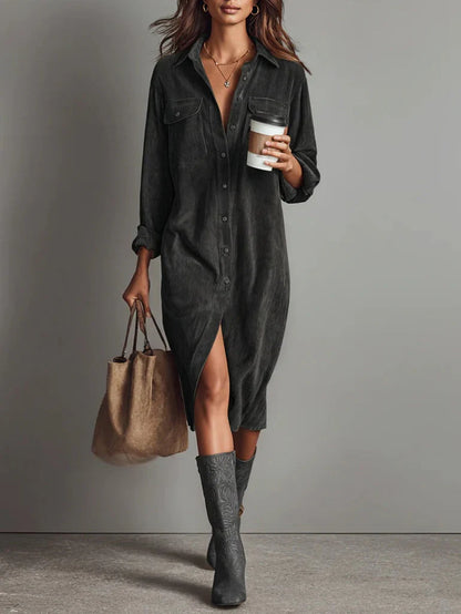 Evelyn | Vestido Midi de Pana Relajado