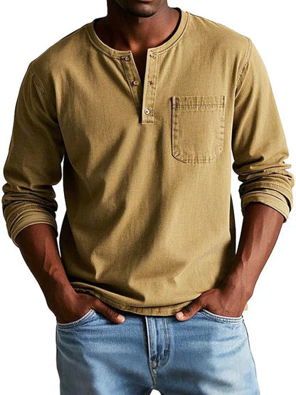 Ben | Camisa informal de manga larga estilo Henley para hombre