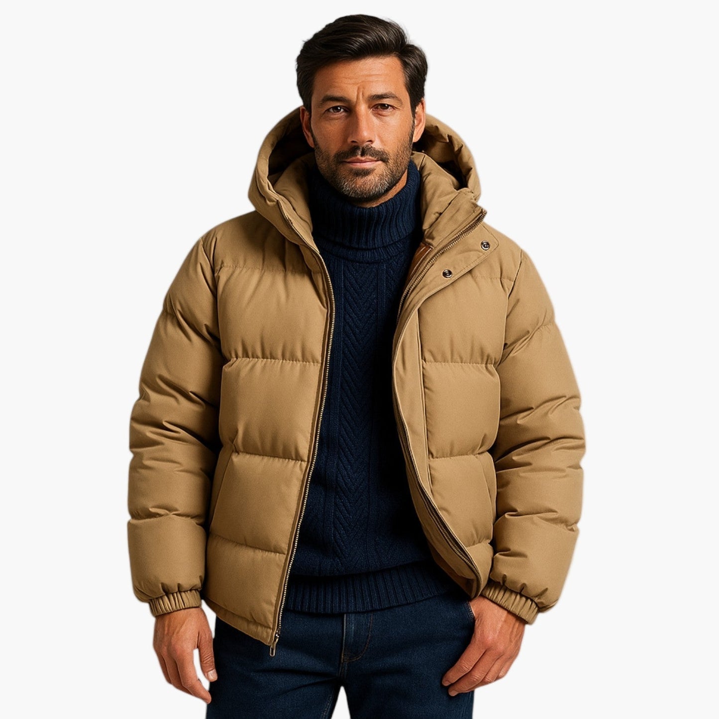 Cory | Chaqueta acolchada de invierno con capucha y cremallera para hombre 