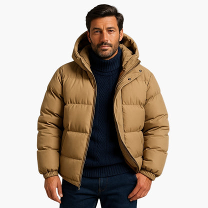 Cory | Chaqueta acolchada de invierno con capucha y cremallera para hombre 