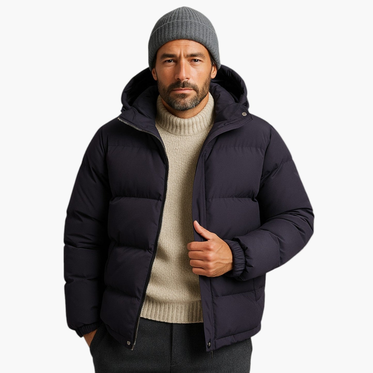 Cory | Chaqueta acolchada de invierno con capucha y cremallera para hombre 
