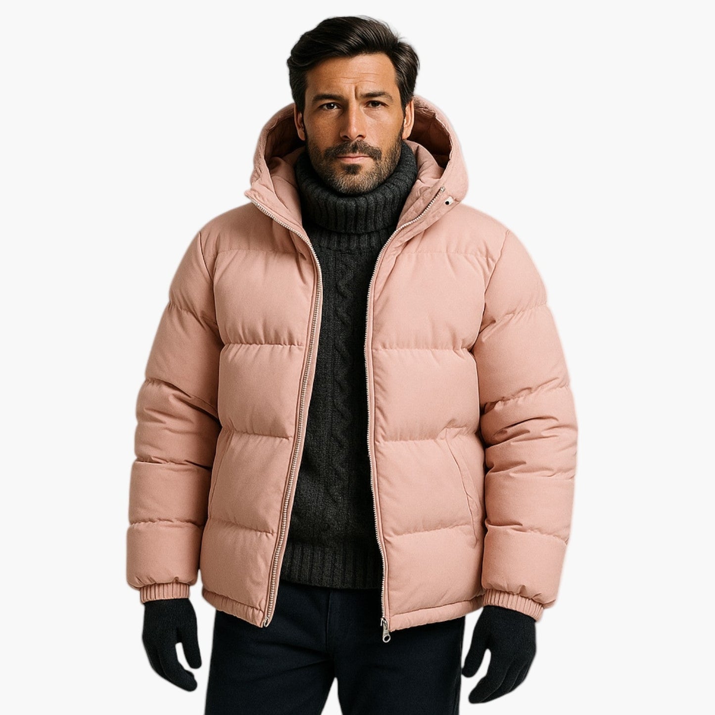 Cory | Chaqueta acolchada de invierno con capucha y cremallera para hombre 