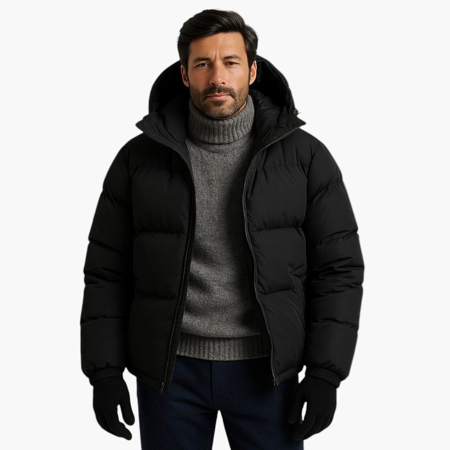 Cory | Chaqueta acolchada de invierno con capucha y cremallera para hombre 