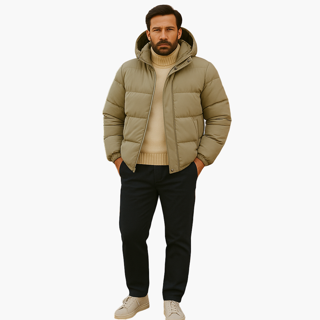 Cory | Chaqueta acolchada de invierno con capucha y cremallera para hombre 