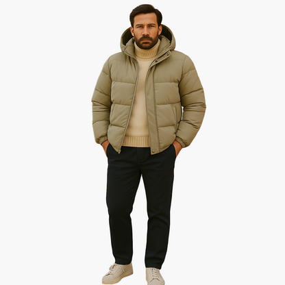 Cory | Chaqueta acolchada de invierno con capucha y cremallera para hombre 