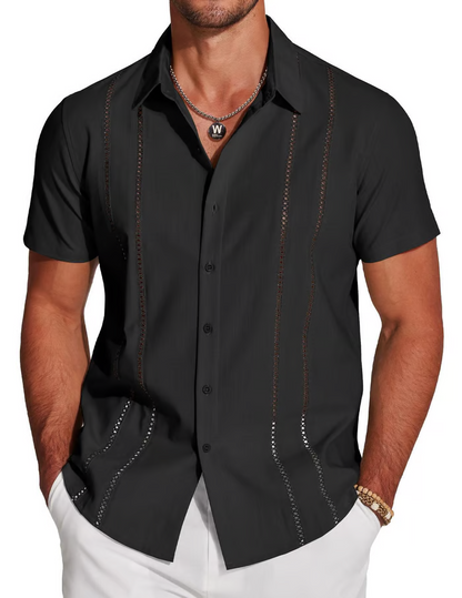 Magnus | Camisa guayabera bordada de corte relajado