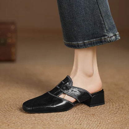 Mules de cuero genuino Andie