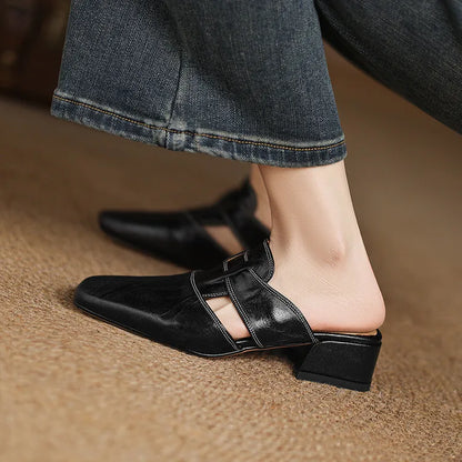 Mules de cuero genuino Andie