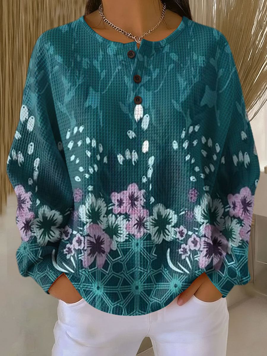 Sweater with Floral Color Pattern