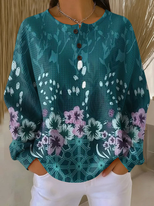 Sweater with Floral Color Pattern