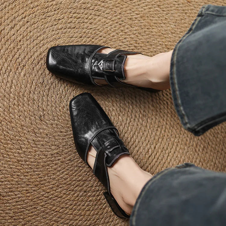 Mules de cuero genuino Andie