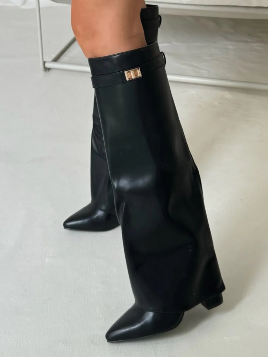 Women's Winter Zip-Up Slouchy High Heel Boots