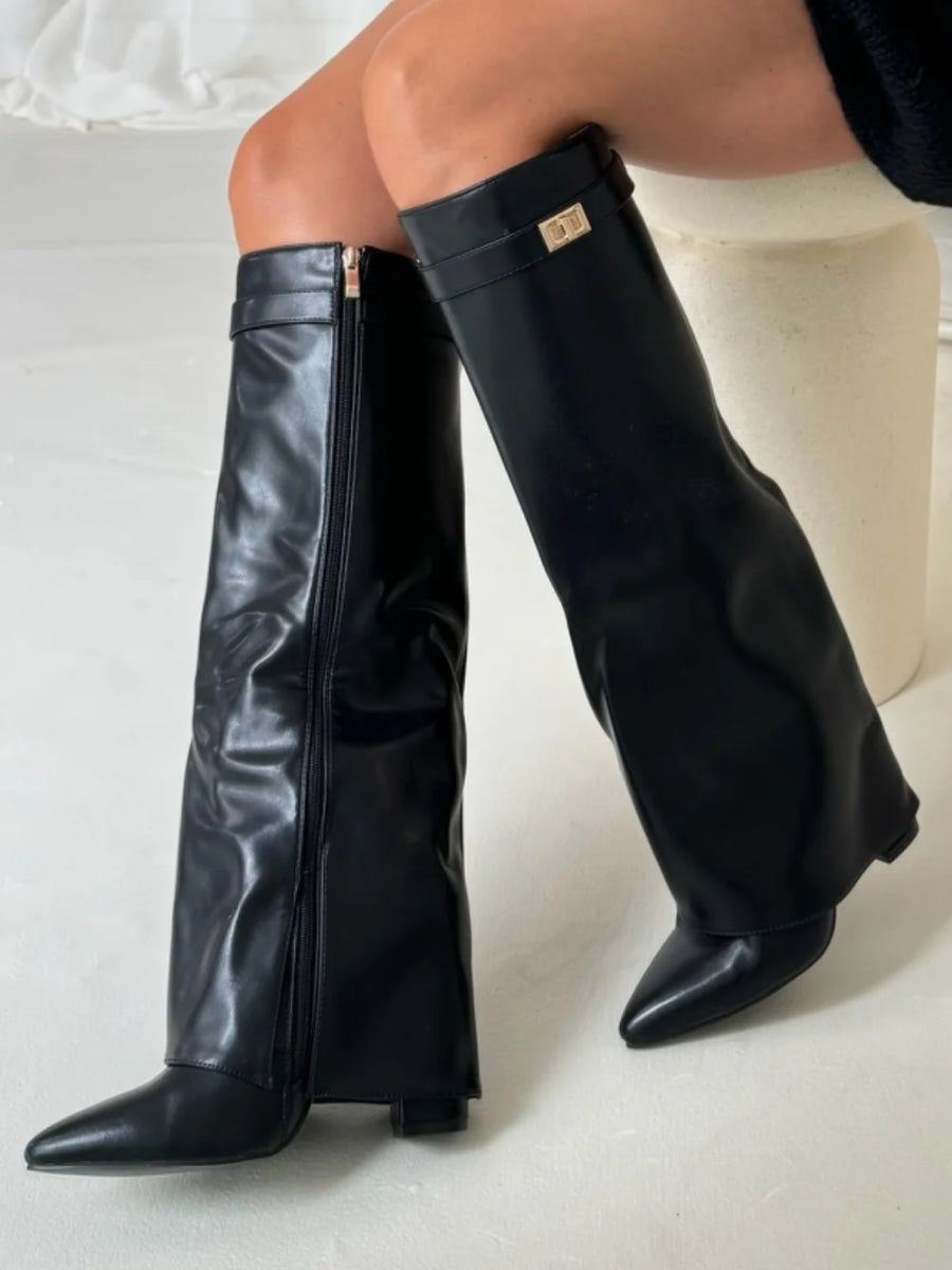 Women's Winter Zip-Up Slouchy High Heel Boots