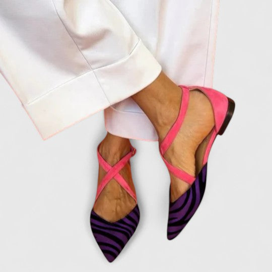 Elegant Real Leather Ballerina with Straps
