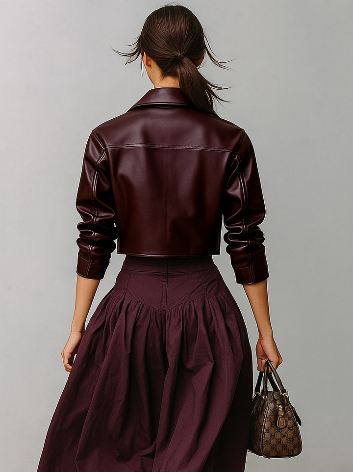 Women's Minimalist Faux Leather Short Jacket