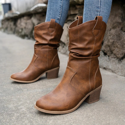 Samantha | Women's Winter Cowboy-Inspired Heeled Boots