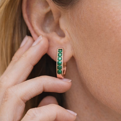 Emerald Hoop Earrings