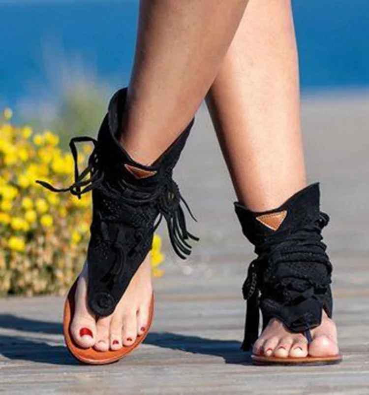 Tassira™ | Sandalias Retro con Cordones y Borlas
