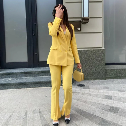 Chic Formal Suit Set with Tailored Long Blazer for Women