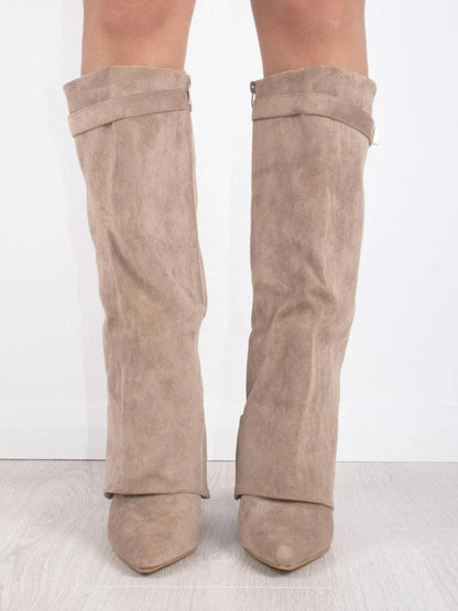Women’s Leather Thigh-High Boots with Buckle
