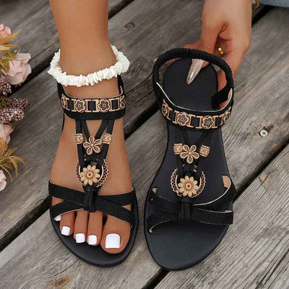 Flower Beaded Bohemian Sandals