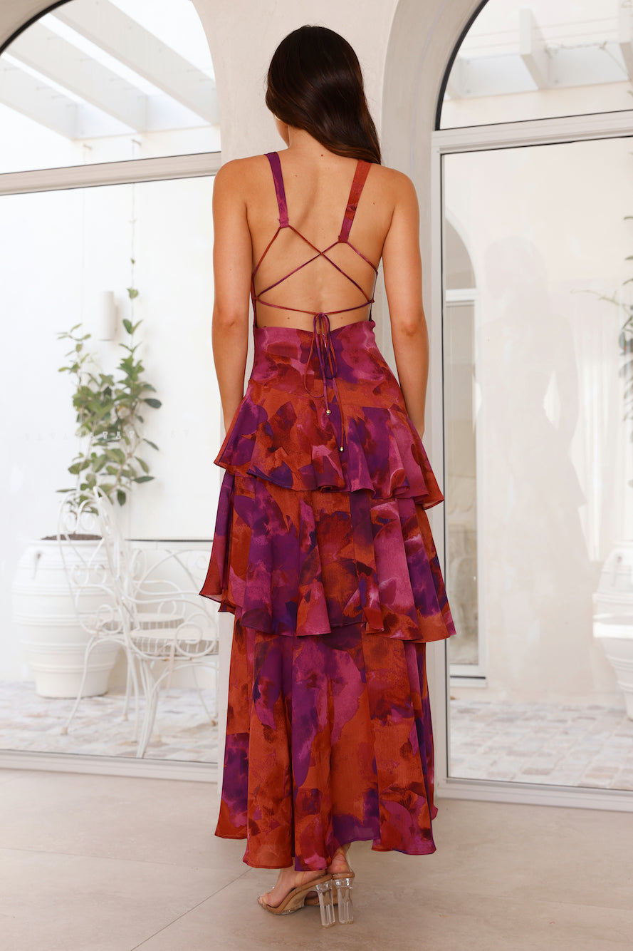 Maria | Women’s Elegant Floral Tiered Maxi Dress