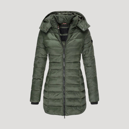 Bella| Abrigo largo de invierno con capucha para mujer