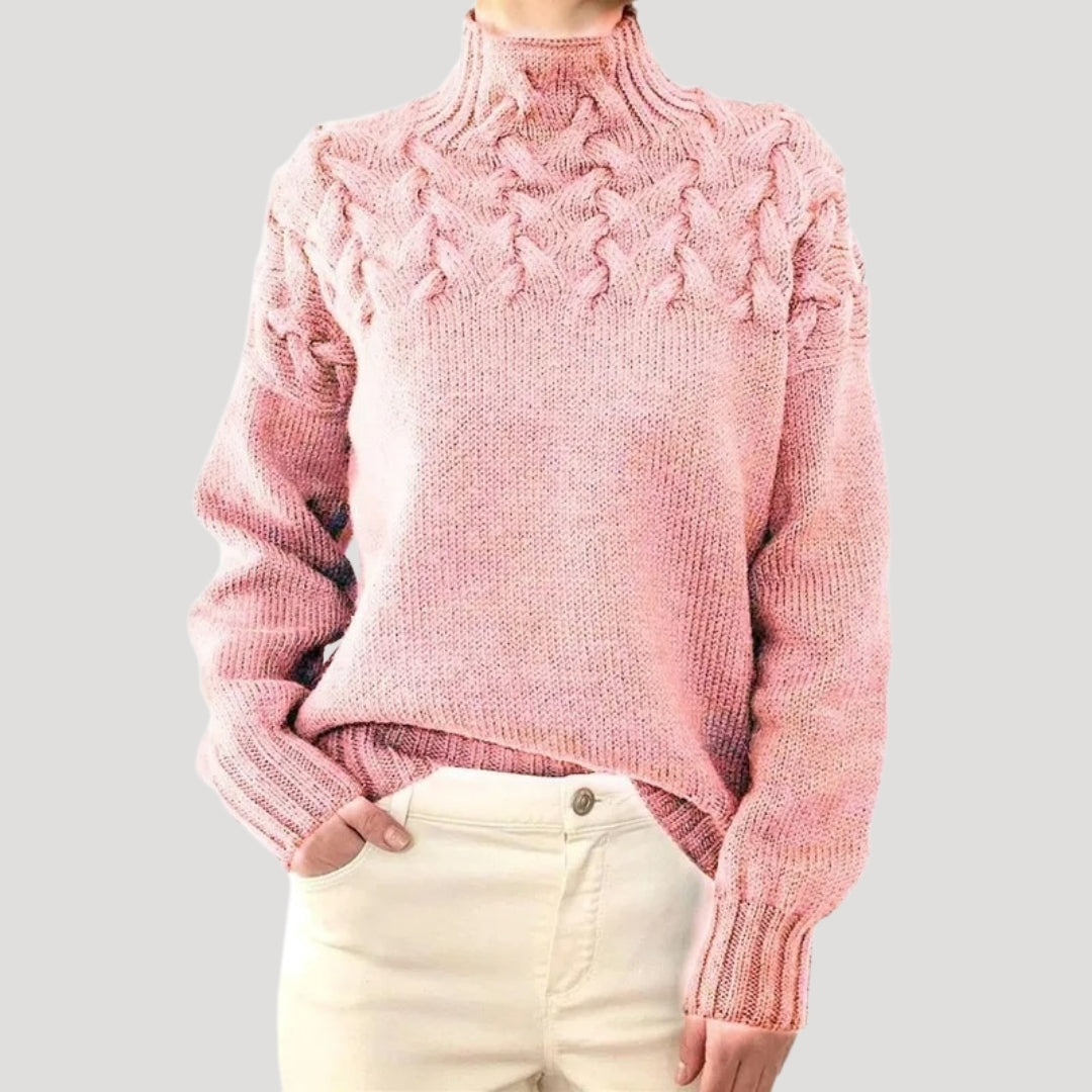 Emma | Women’s Spring Cable High-Neck Sweater
