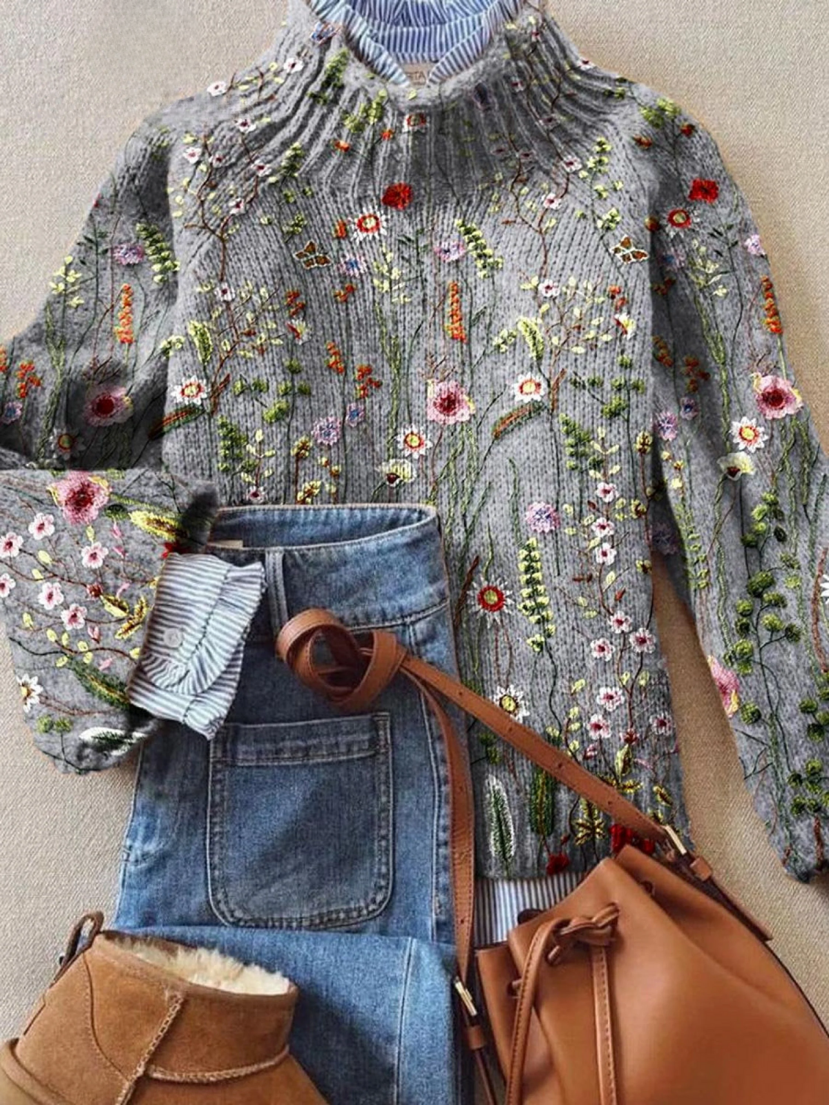 Yvra | Suéter floral vintage clásico