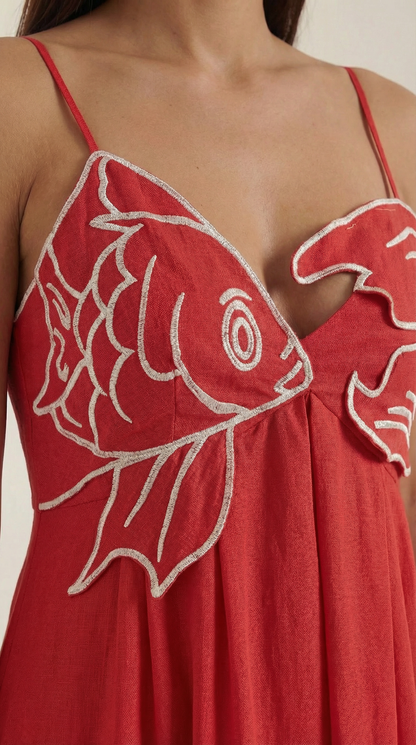 Vestido largo bordado Deborah