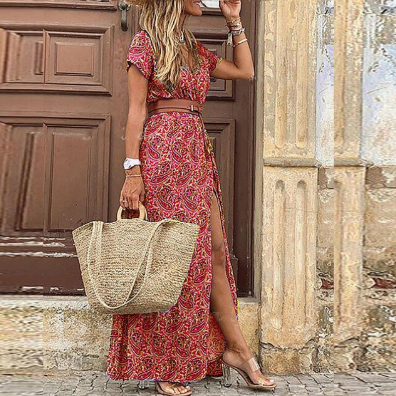 Women’s V-Neck Short Sleeve Maxi Dress