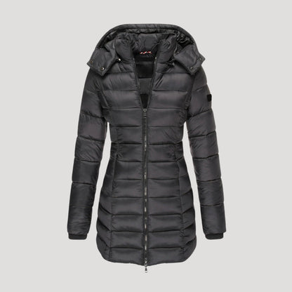 Bella| Abrigo largo de invierno con capucha para mujer