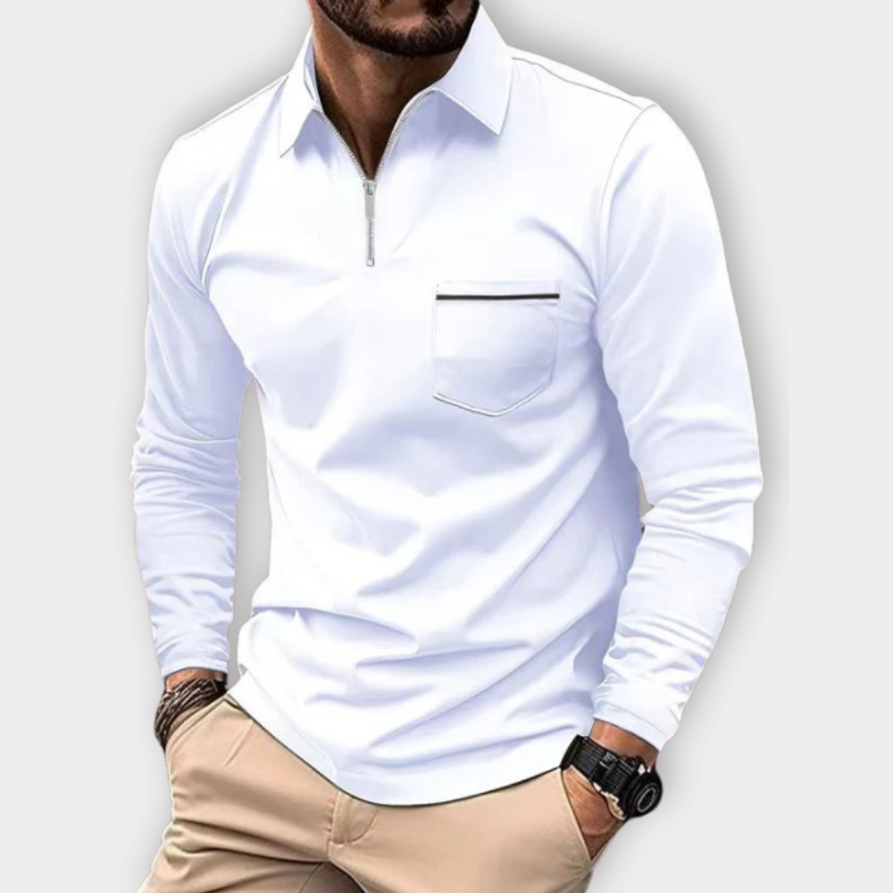 Sleek Zip-Up Collared Shirt