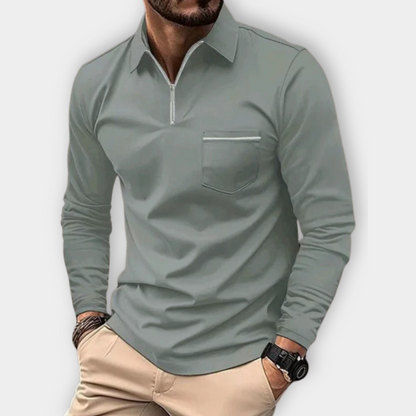 Sleek Zip-Up Collared Shirt