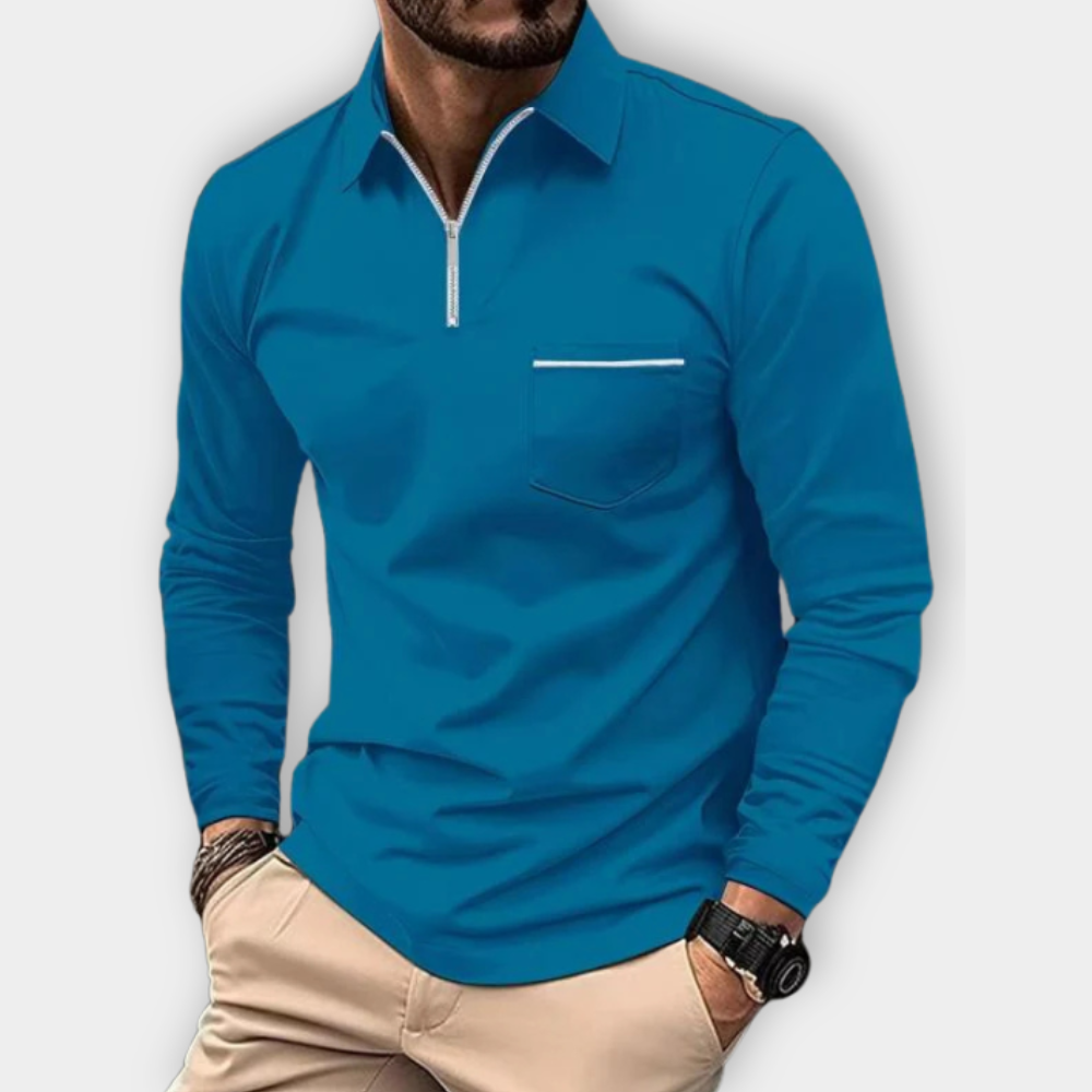 Sleek Zip-Up Collared Shirt