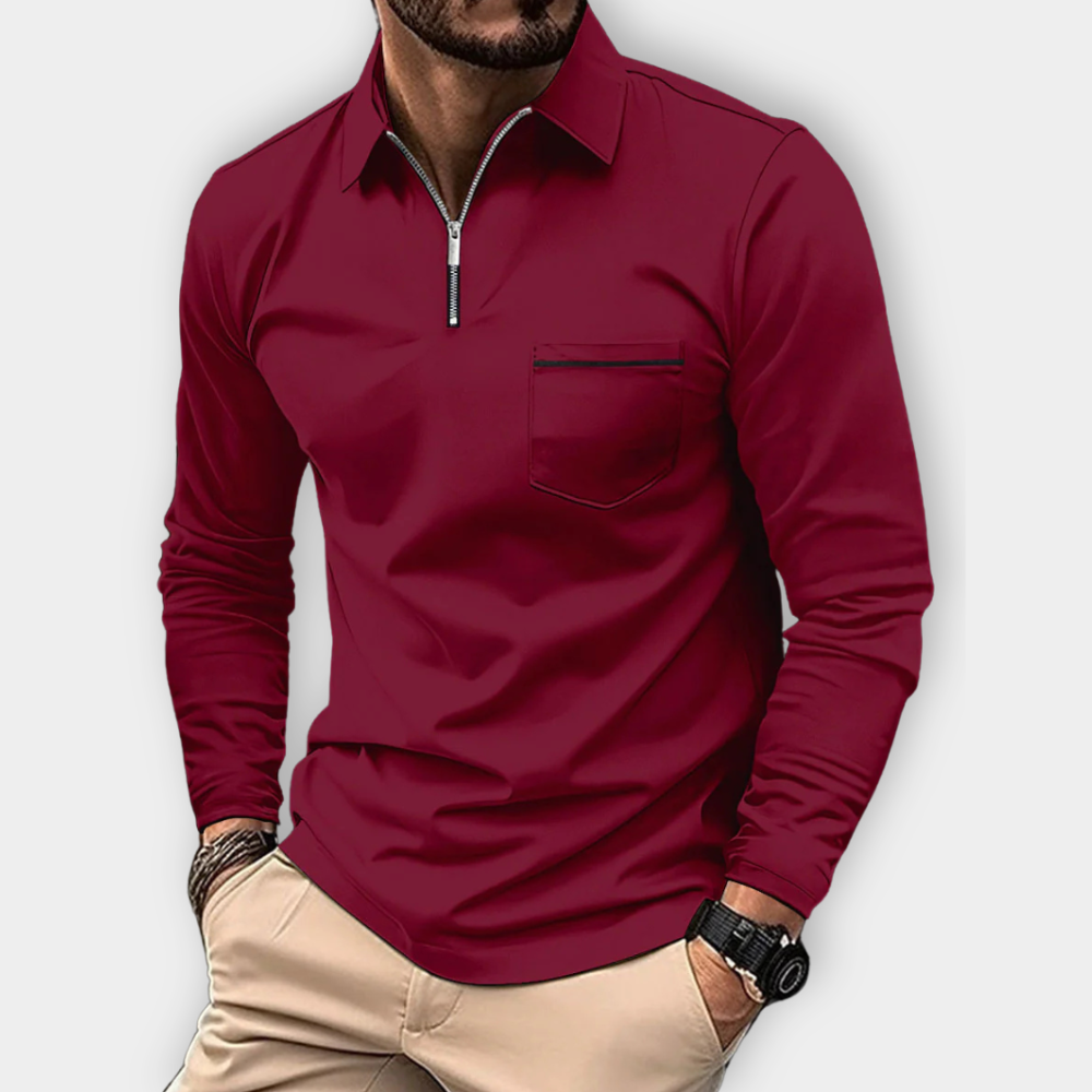 Sleek Zip-Up Collared Shirt