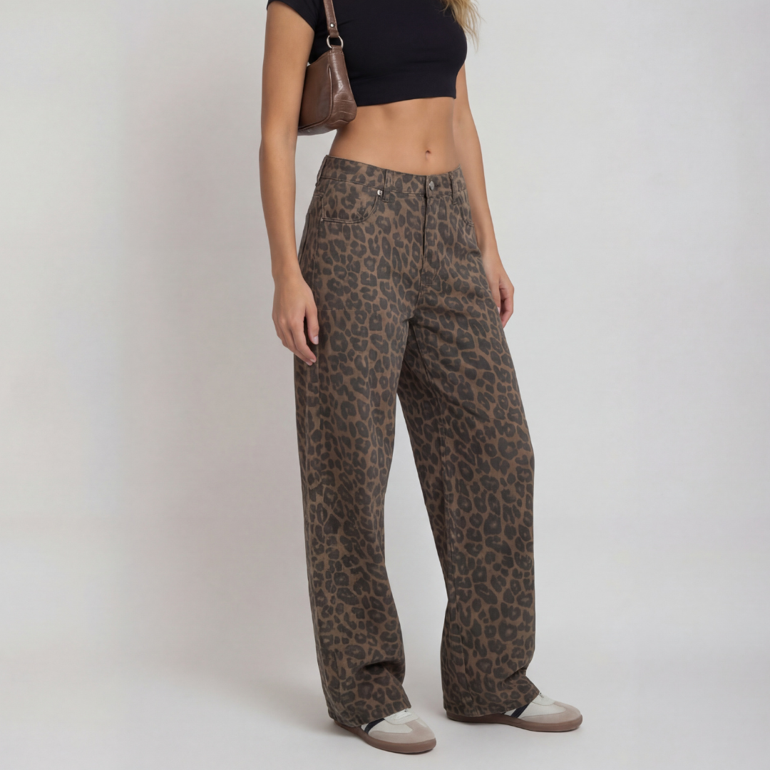 RILEY™ – Pantalones anchos con estampado de leopardo