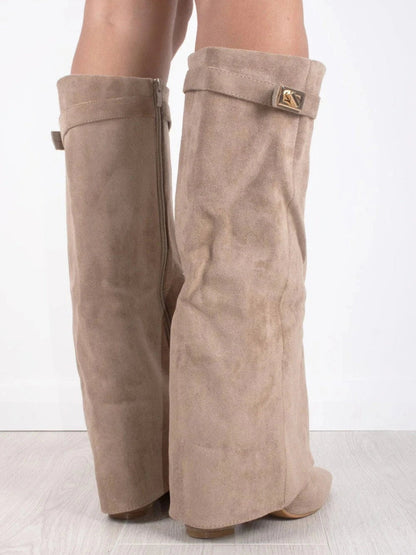 Women’s Leather Thigh-High Boots with Buckle