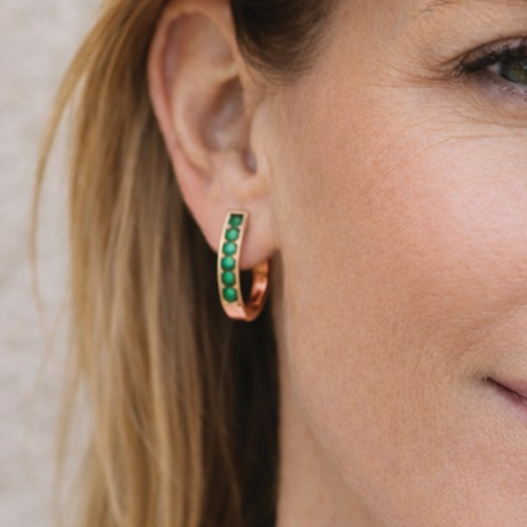 Emerald Hoop Earrings