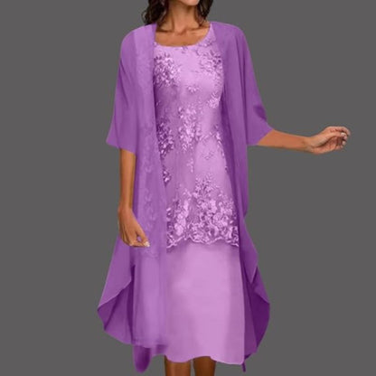 Isabella | Vestido midi de dos piezas con encaje superpuesto para mujer