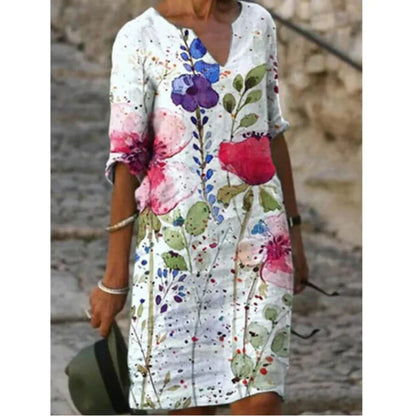 Hailey | Vestido midi floral con cuello en V para mujer