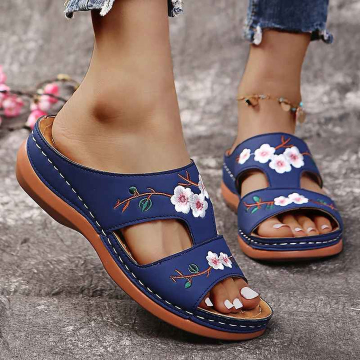 Embroidered Boho Wedge Sandals