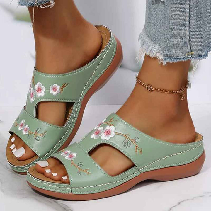 Embroidered Boho Wedge Sandals