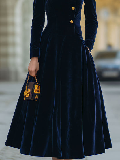 Natalia | Vestido corte A con detalles dorados