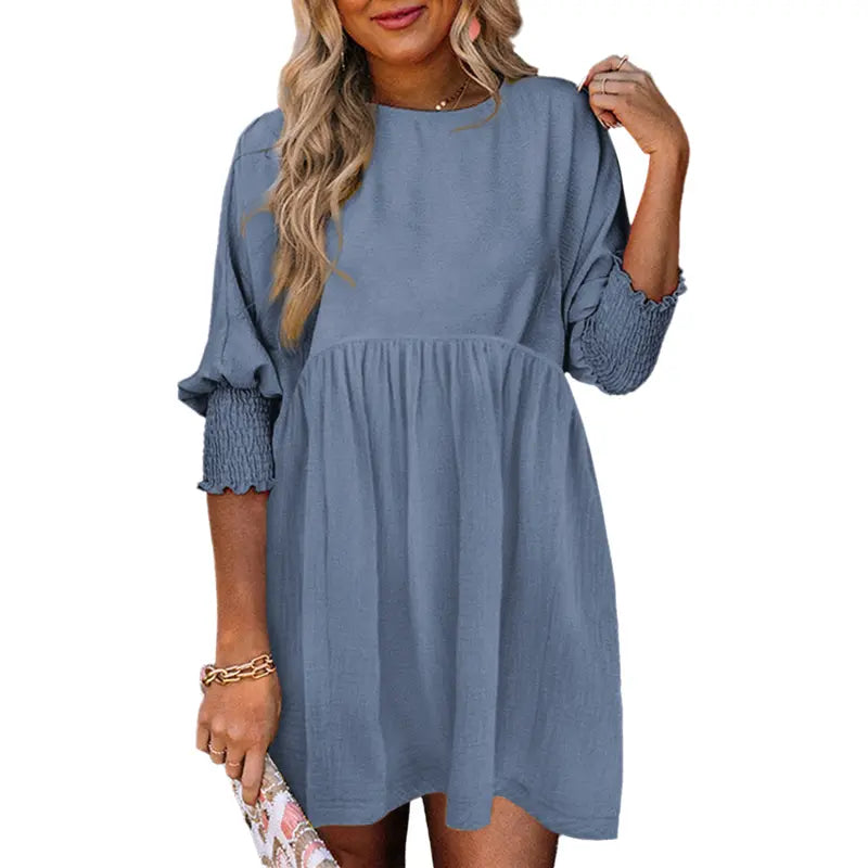 Casual Loose Fit Short Sleeve Mini Dress