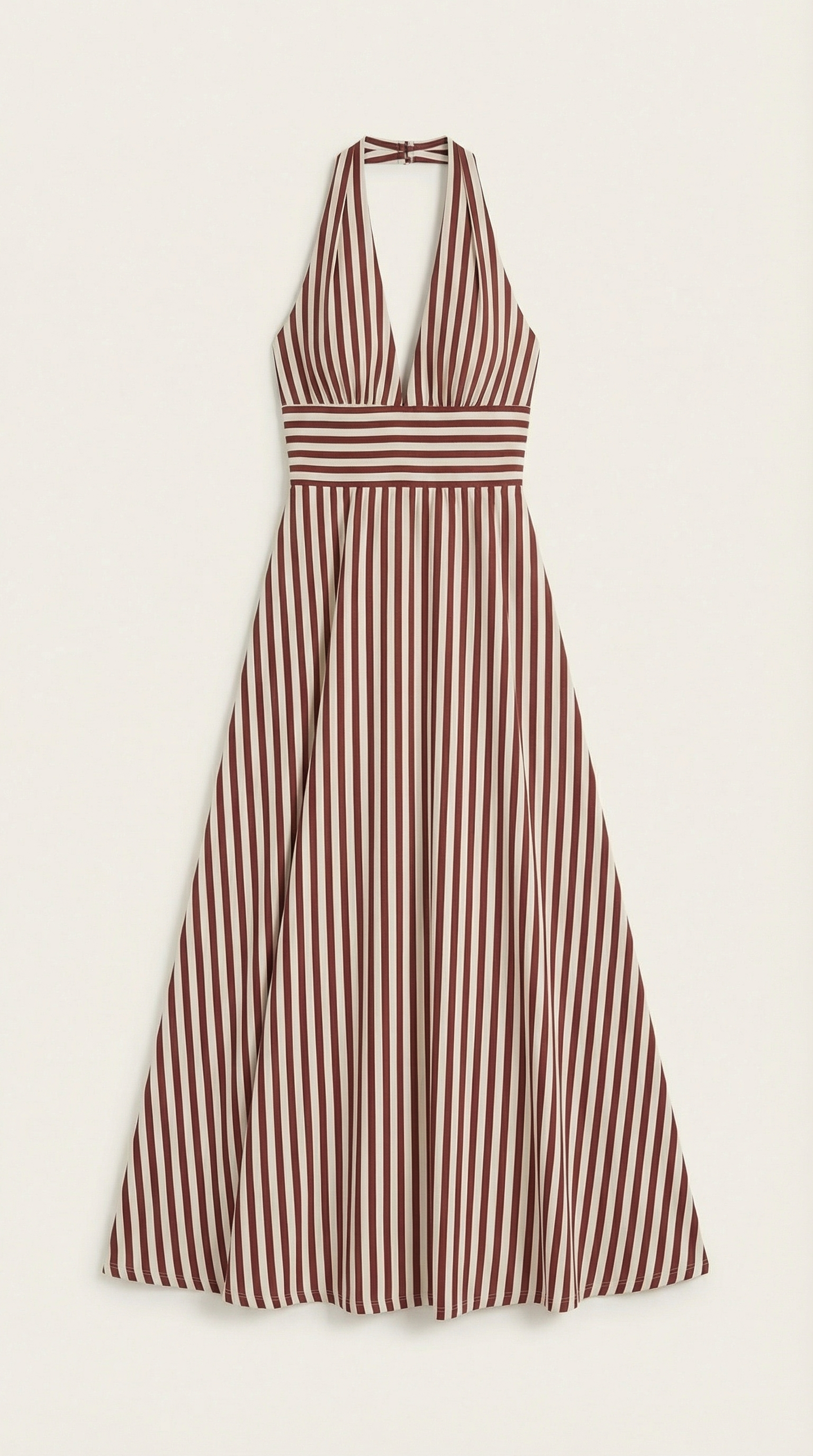 Vestido maxi Sandra de rayas con cuello de pico