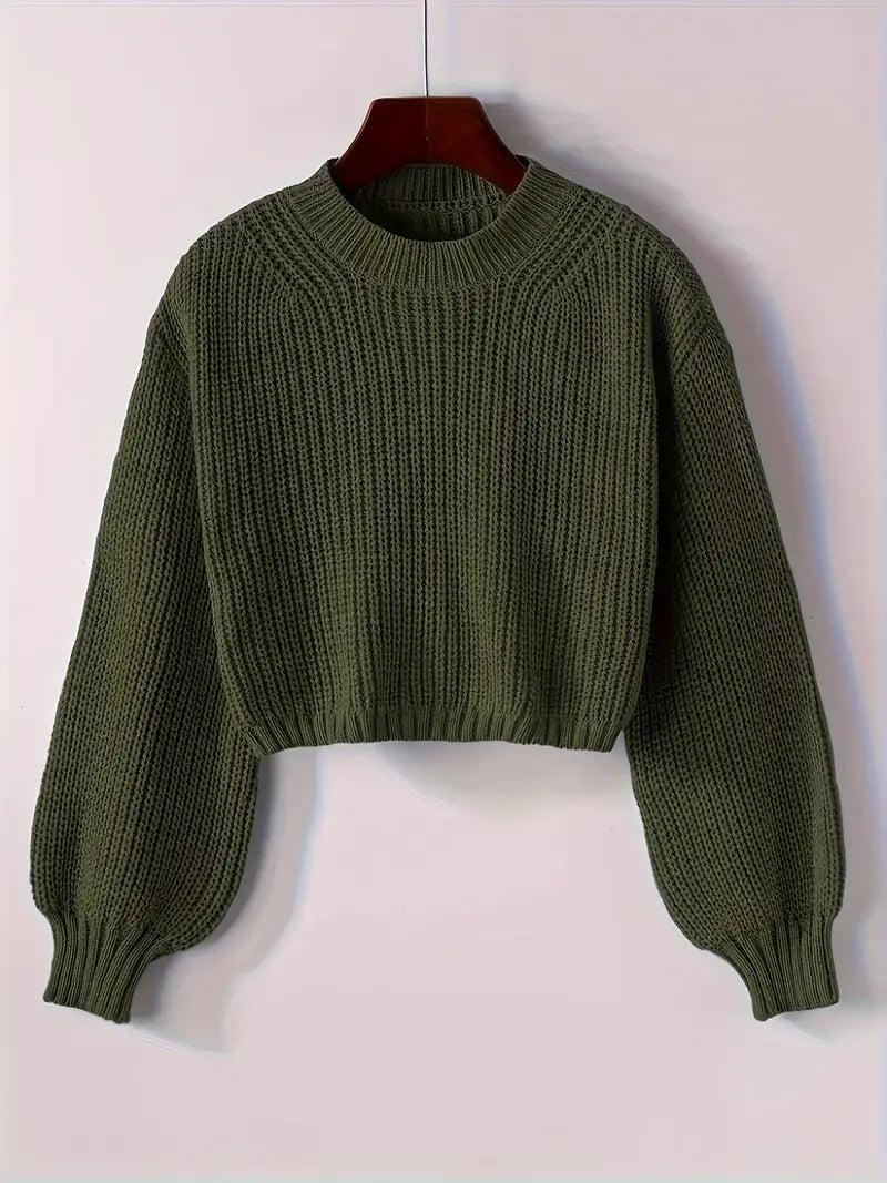Women’s Winter Cropped Ribbed Knit Sweater