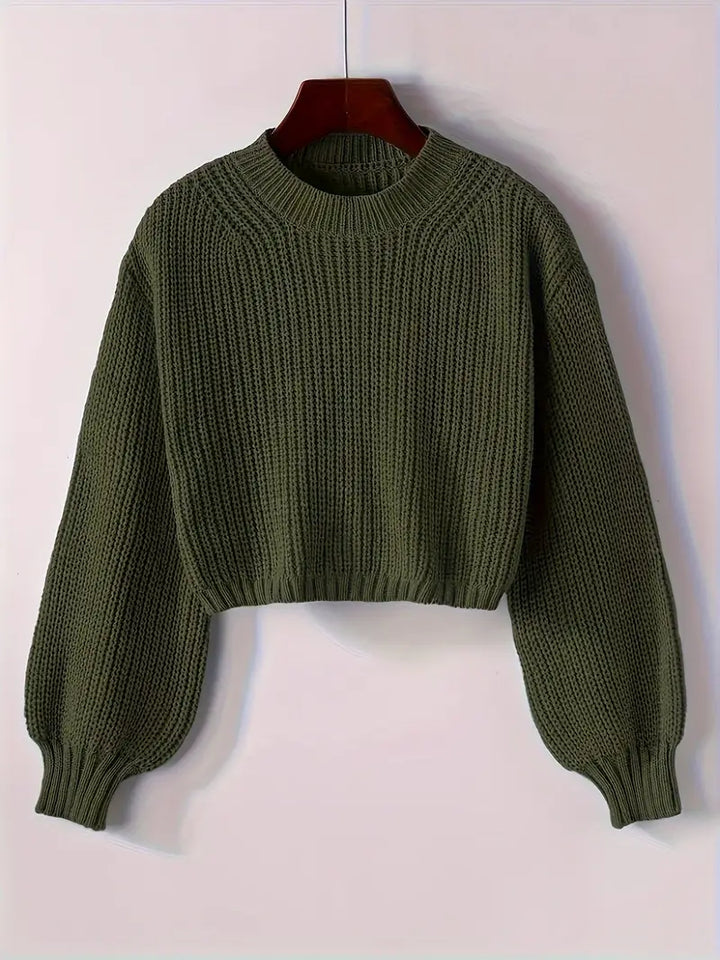 Women’s Winter Cropped Ribbed Knit Sweater